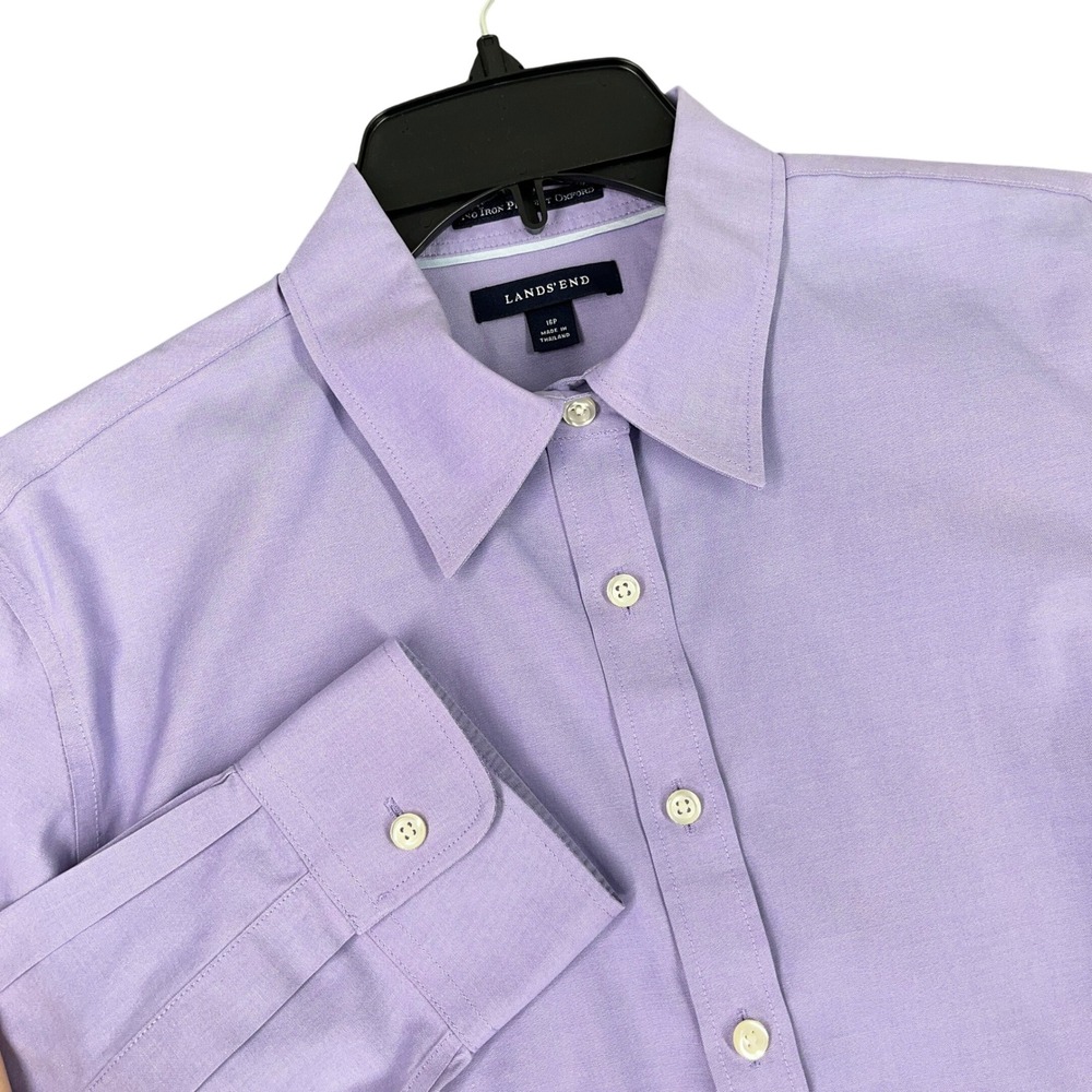 Lands‎ End No Iron Pinpoint Oxford Womens 16P Business Office Button Down Shirt